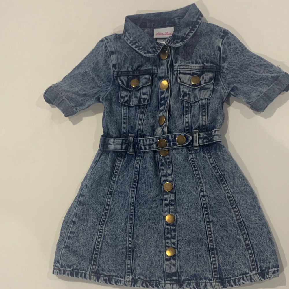 Little Lass Blue Denim Jacket with Gold Buttons